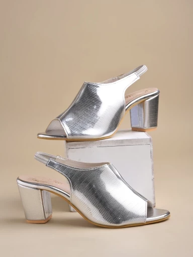 Stylestry Western Embellished Silver Block Heeled Sandals For Women & Girls