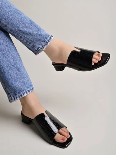 Stylestry Solid Black Heels For Women & Girls