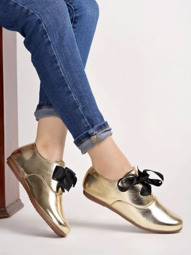 Stylestry Smart Casual Golden Sneakers For Women & Girls