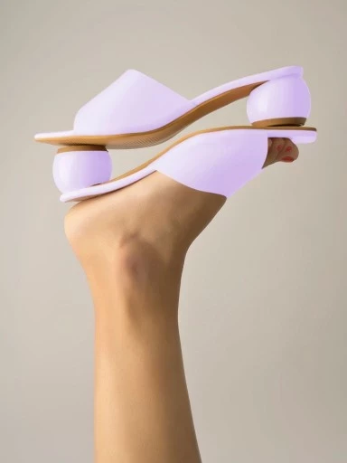 Stylestry Clear Strap Solid Purple Block Heels For Women & Girls