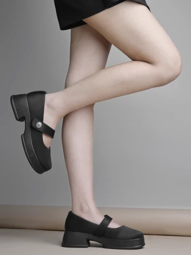 Stylestry Stylish Black Marry-janes For Women & Girls