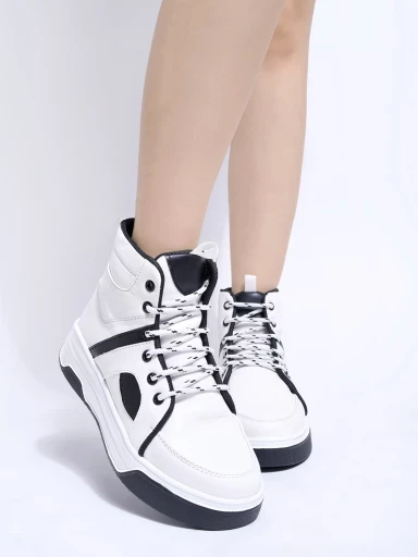 Shoetopia High Top White Chunky Sneakers For Women & Girls