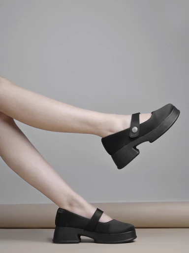 Stylestry Stylish Black Marry-janes For Women & Girls