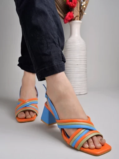 Stylestry Multicolored Strappy Blue Block Heels For Women & Girls