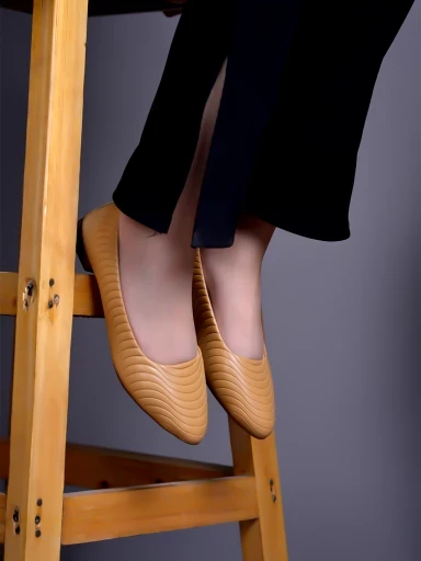 Stylestry Textured Tan Ballerinas For Women & Girls