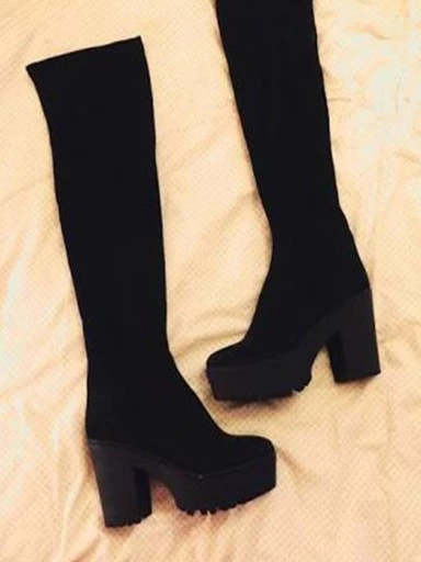 Stylestry Women & Girls Black Solid Long Boots