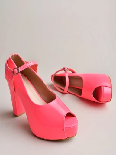 Stylestry Peep Toe Pink Platform Heeled Sandals For Women