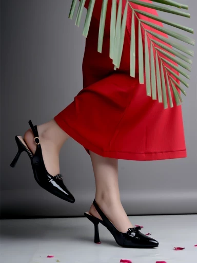 Stylestry Smart Casual Glossy upper detailed Black Pumps for Women & Girls