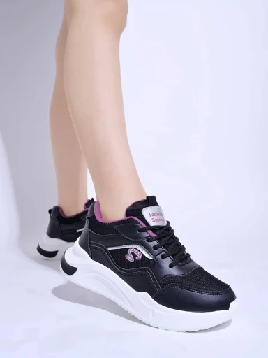 Stylestry Lace-up Comfortable Black Sports Shoes For Women & Girls