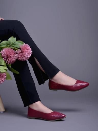 Stylestry Textured Cherry Ballerinas For Women & Girls