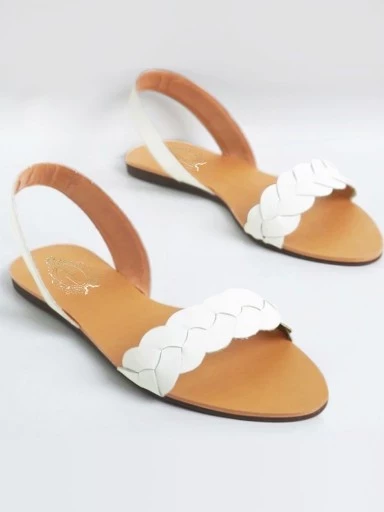 Stylestry Round Toe White Flat Sandal For Women & Girls