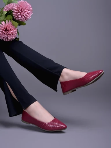 Stylestry Textured Cherry Ballerinas For Women & Girls
