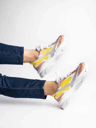 Stylestry Colorblock Comfortable Yellow Walking Shoes For Women  & Girls