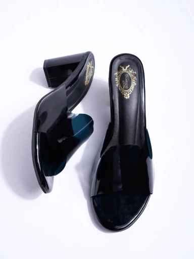 Stylestry Stylish Transparent Black Block Heels For Women & Girls