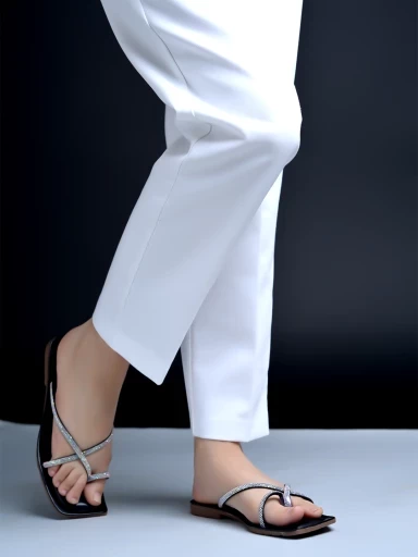 Stylestry Embellished Black Flats For Women & Girls