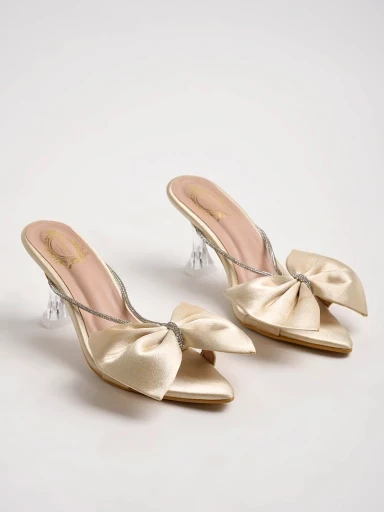 Stylestry Stylish Western Embellished Golden Heels For Women & Girls