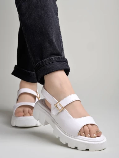 Stylestry Casual White Platform Heeled Sandals For Women & Girls