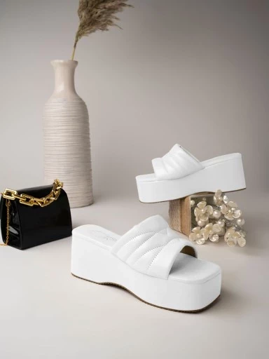 Shoetopia Retro Style White Platform Heels For Women & Girls