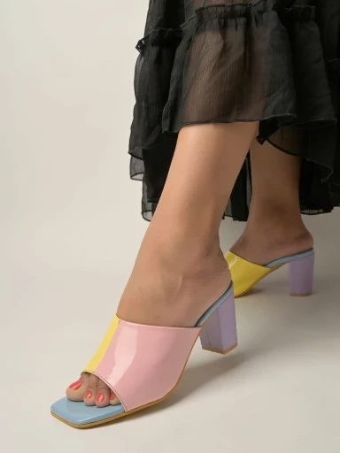 Stylestry Stylish Colorblocked Multicolored Block Heels For Women & Girls
