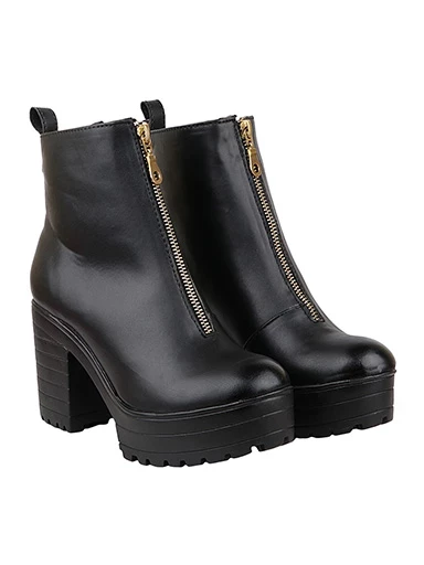 Shoetopia Womens & Girls Black Solid Zipper Heeled Boots