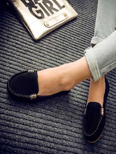 Stylestry Women Black Color blocked Suede Loafers