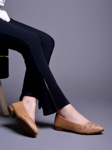 Stylestry Textured Beige Ballerinas For Women & Girls