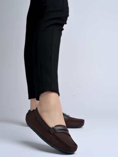 Stylestry upper Suede Detailed Brown Loafers For Women & Girls