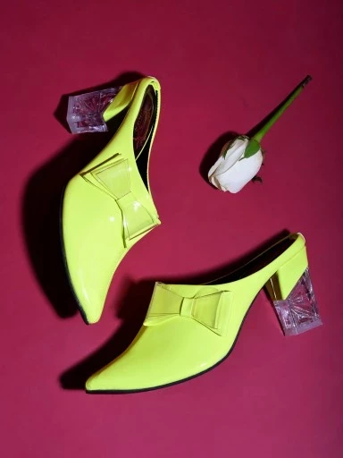 Stylestry Stylish Casual Neon-Green Mules For Women & Girls