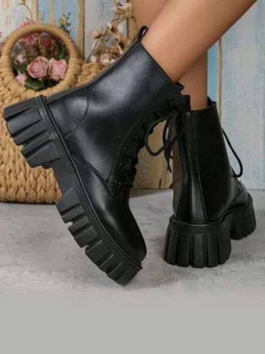 Stylestry Smart Casual Mid Top Black Boots For Women & Girls