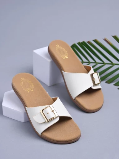 Stylestry Stylish Solid White Flats For Women
