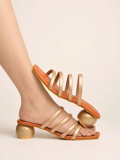 Stylestry Ethnic Wear Golden Heels For Women & Girls