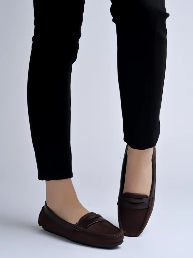 Stylestry upper Suede Detailed Brown Loafers For Women & Girls