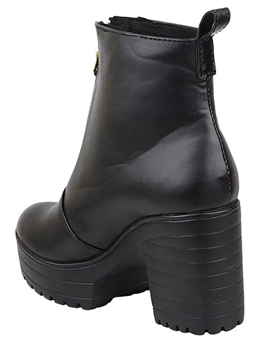 Shoetopia Womens & Girls Black Solid Zipper Heeled Boots