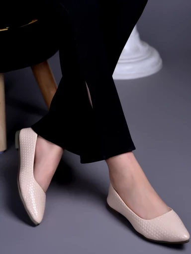 Stylestry Textured White Ballerinas For Women & Girls