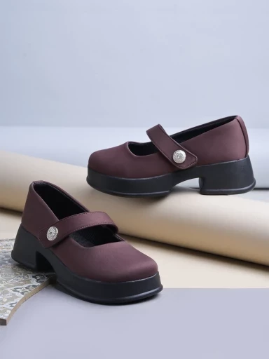 Stylestry Stylish Brown Marry-janes For Women & Girls