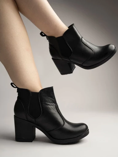 Stylestry Womens & Girls Pull On Black Solid Heeled Boots