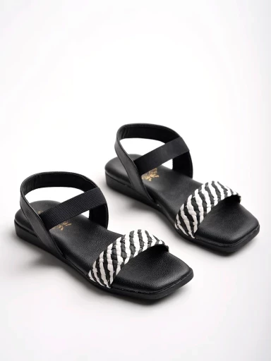 Stylestry Stylish & Comfortable Black Flats Sandals For Women & Girls