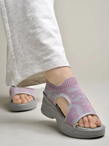 Stylestry Lightweight Comfortable Daily Wear & Trendy Flatforms Grey Sandals for Women & Girls