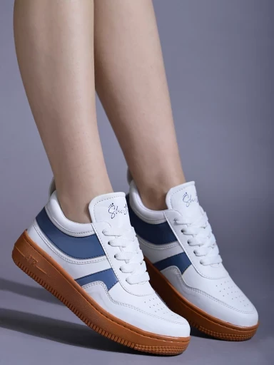 Stylestry Daily Wear Casual Sports Shoe White & Blue Sneakers Casuals For Women & Girls