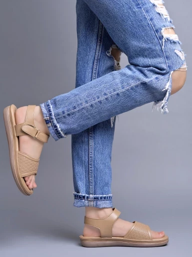 Stylestry Comfortable Beige Doctor Sole Heels For Women & Girls