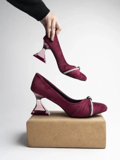 Stylestry Rhinestone Decor Pointed Toe Stylish Cherry Pumps For Women & Girls