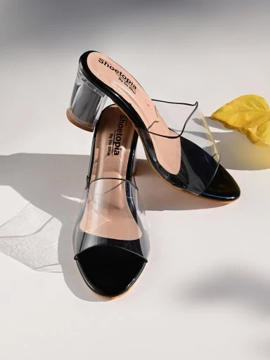 Buy Snasta Womens Rose Gold Metallic Ankle Strap Transparent Block Heels  Online at Best Prices in India - JioMart.