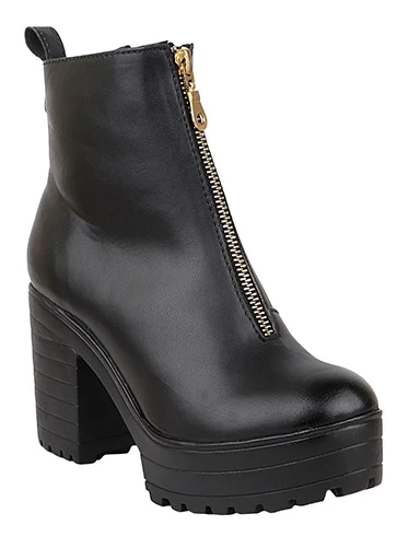 Shoetopia Womens & Girls Black Solid Zipper Heeled Boots