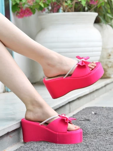 Stylestry Embellished Pink Platfrom Heels For Women & Girls