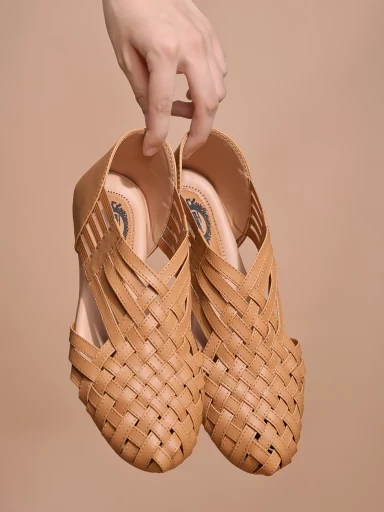 Stylestry Round Toe Tan Belly For Women & Girls