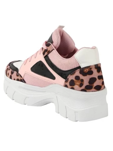 Stylestry Women Pink & Brown Animal Printed Walking Shoes