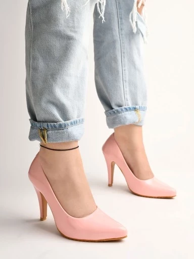 Stylestry High Heels Solid Patent Pink Pumps For Women & Girls