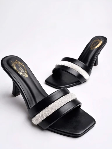 Stylestry Embellished Stylish Black Stiletto Heels For Women & Girls