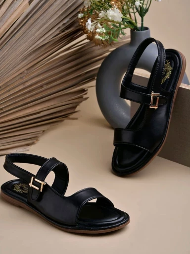 Stylestry Fashion & Comfortable Casual Black Sandals For Women & Girls