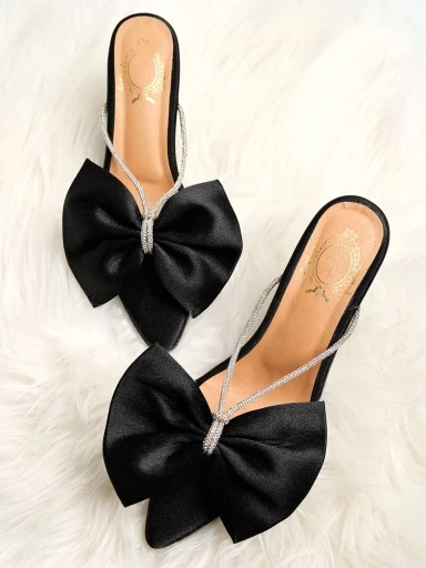 Shoetopia Stylish Western Embellished Black Heels For Women & Girls